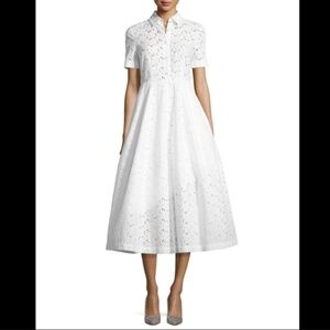 CO Eye Lace, White Midi, Cotton, Collared Dress Size Medium